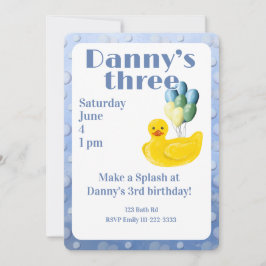Make a Splash Rubber Duck 3rd Birthday Invitation Inbjudningar