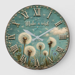 Make a Wish Dandelion Rustic Farmhouse Floral Stor Klocka