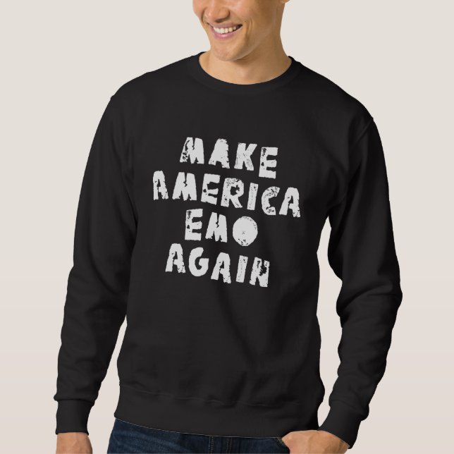 Make America Emo Again Funny Lång Ärmad Tröja (Framsida)
