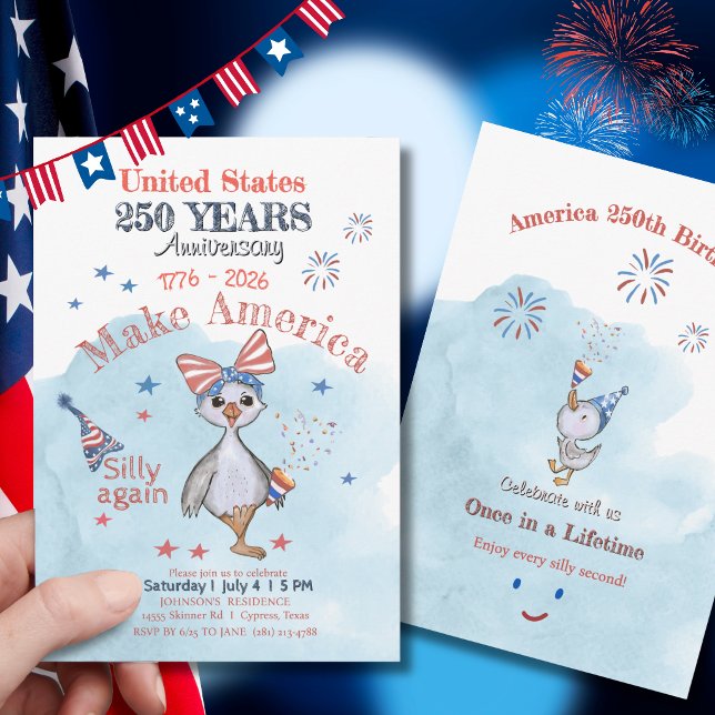 Make America Silly Again US 250th Anniversary  Inbjudningar (Make America Silly Again US 250th Anniversary Invitation)
