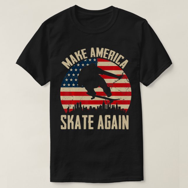 Make America Skate Again American Flag Ollie Skate T Shirt (Design framsida)