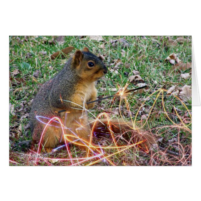 Make-årsdagen Kärlek Squirrel Sparkler Hälsningskort (Framsidan Horizontal)