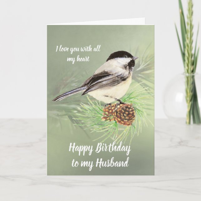 Make Birthday Kärlek my Heart Chickadee Bird Kort (Framsida)