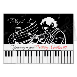 Make Birthday Music Theme Jazz Piano Nycklar Hälsningskort