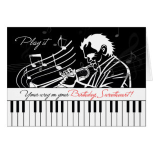 Make Birthday Music Theme Jazz Piano Nycklar Hälsningskort