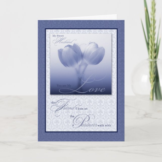 Make Birthday Sentimental Blue Tulips Kort (Framsida)