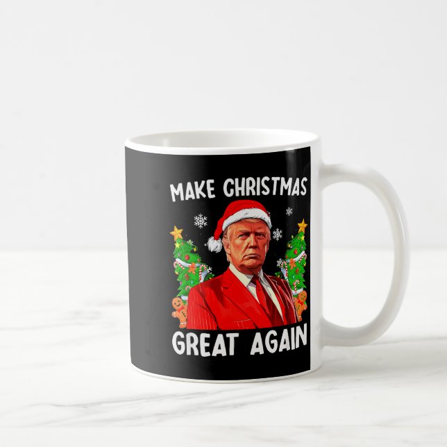Make Christmas Great Again Funny Santa Trump 2024  Kaffemugg (Höger)