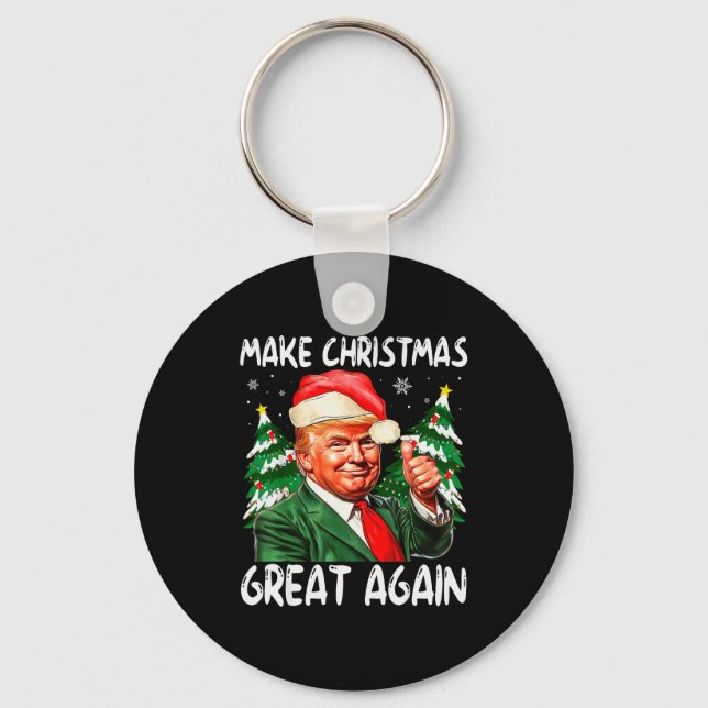 Make Christmas Great Again Funny Santa Trump 2025  Nyckelring (Framsida)