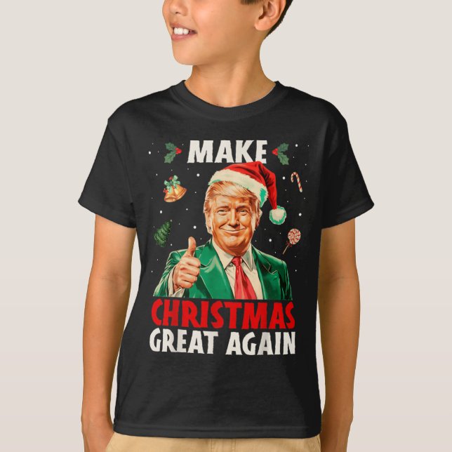 Make Christmas Great Again Funny Santa Trump 2025  T Shirt (Framsida)