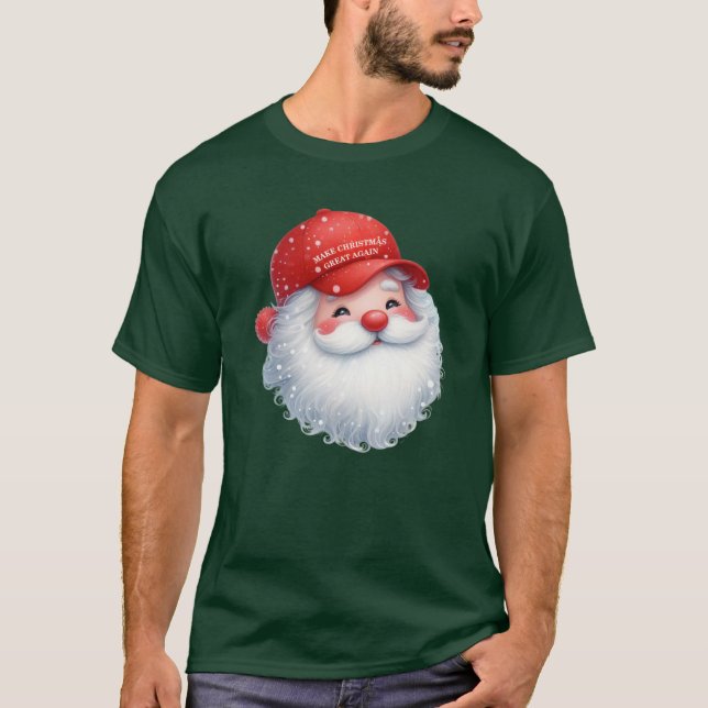 Make Christmas Great Again Maga GOP Santa T Shirt (Framsida)