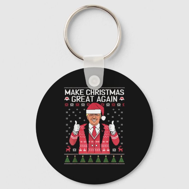 Make Christmas Great Again Trump Pajamas Ugly  Nyckelring (Framsida)