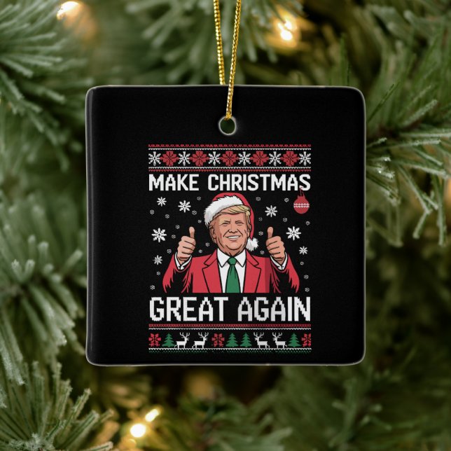 Make Christmas Great Again Trump Pajamas Ugly Xmas Julgransprydnad Keramik (Träd)