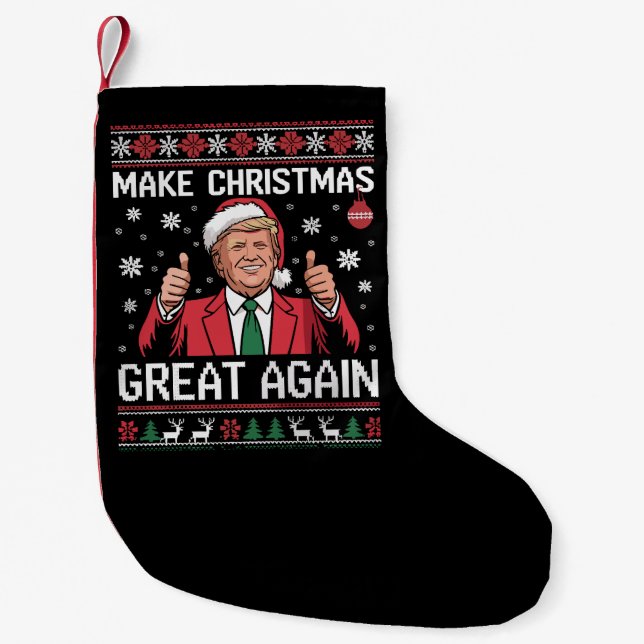 Make Christmas Great Again Trump Pajamas Ugly Xmas Liten Julstrumpa (Framsidan)