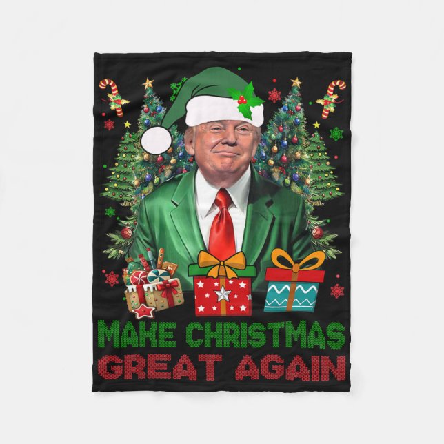Make Christmas Great Again Xmas Funny Trump Pajama Fleecefilt (Framsidan)