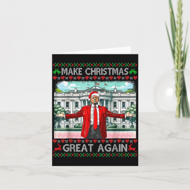 Make Christmas Great Again Xmas Funny Trump Pajama Kort (Framsida)