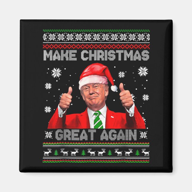 Make Christmas Great Again Xmas Funny Trump Pajama Magnet (Framsidan)