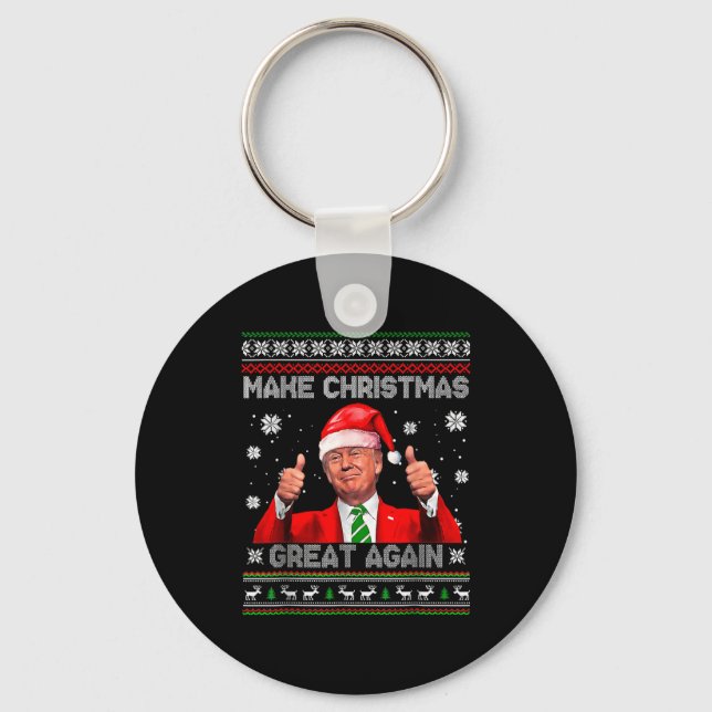 Make Christmas Great Again Xmas Funny Trump Pajama Nyckelring (Framsida)