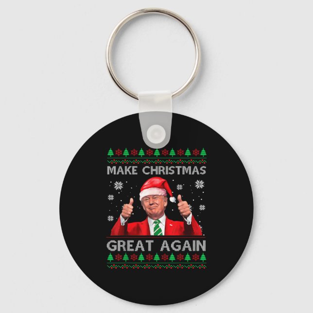 Make Christmas Great Again Xmas Funny Trump Pajama Nyckelring (Framsida)