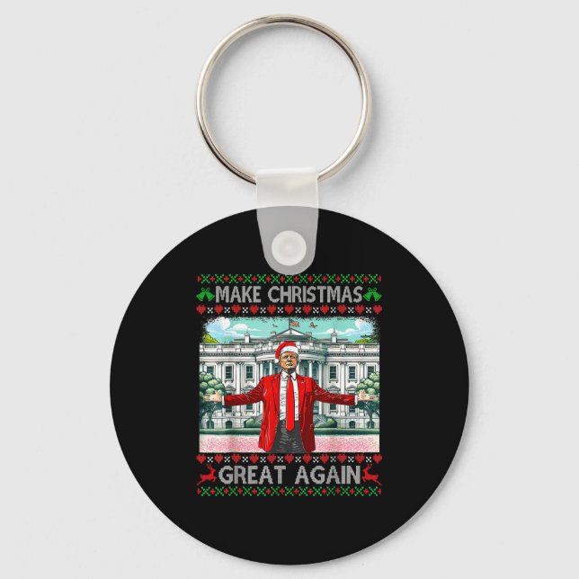Make Christmas Great Again Xmas Funny Trump Pajama Nyckelring (Framsida)