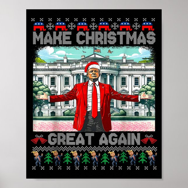 Make Christmas Great Again Xmas Funny Trump Pajama Poster (Framsidan)