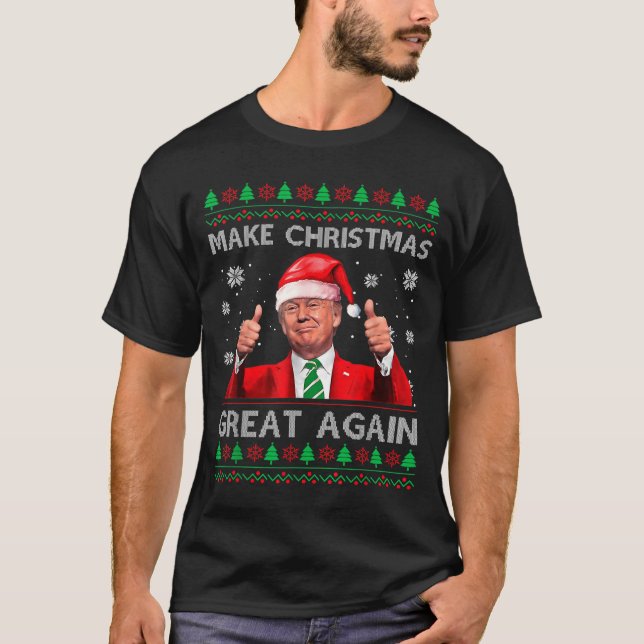Make Christmas Great Again Xmas Funny Trump Pajama T Shirt (Framsida)