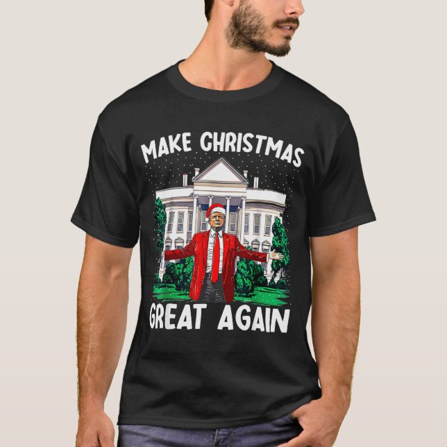 Make Christmas Great Again Xmas Funny Trump Pajama T Shirt (Framsida)