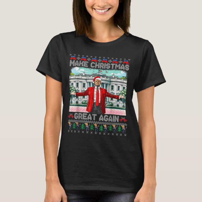 Make Christmas Great Again Xmas Funny Trump Pajama T Shirt (Framsida)