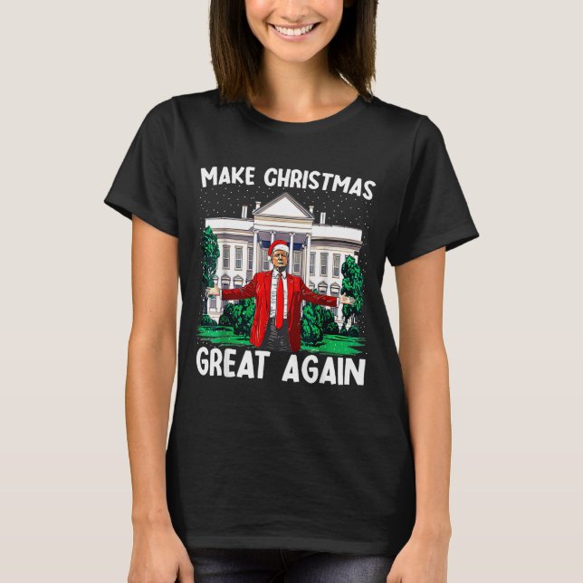 Make Christmas Great Again Xmas Funny Trump Pajama T Shirt (Framsida)