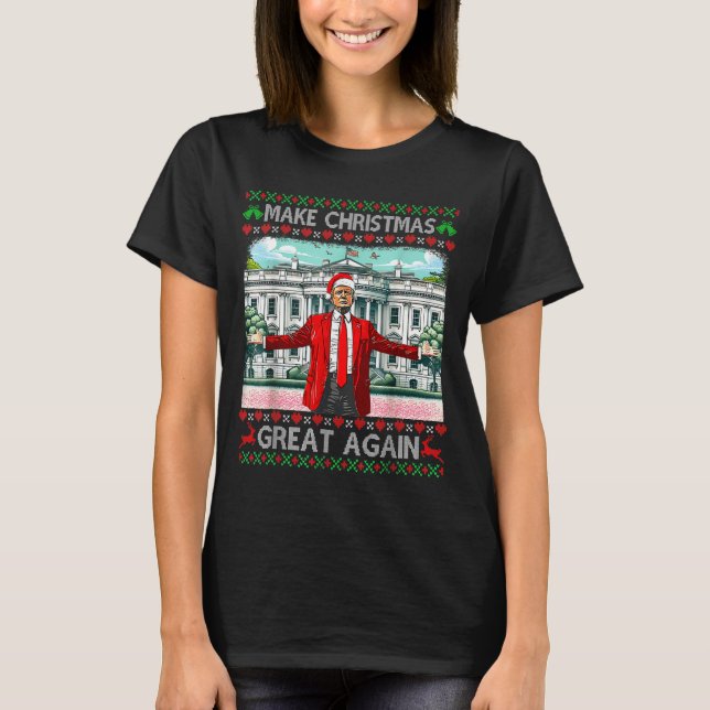 Make Christmas Great Again Xmas Funny Trump Pajama T Shirt (Framsida)