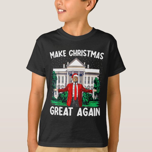 Make Christmas Great Again Xmas Funny Trump Pajama T Shirt (Framsida)
