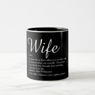 Make Definition Modern Chic Script Svart och Vit Två-Tonad Mugg