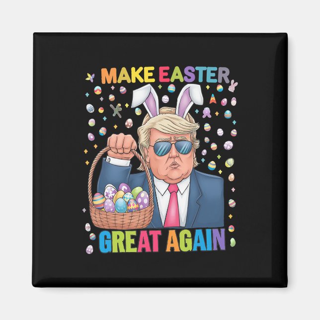 Make Easter Great Again Funny Trump Bunny Spring H Magnet (Framsidan)