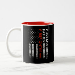 Make, Far, Firefighter American Flagga Två-Tonad Mugg