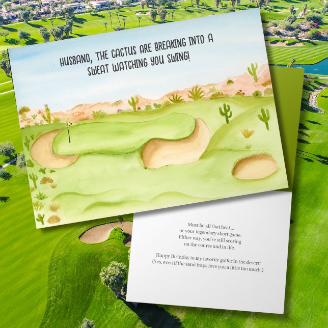 Make, Födelsedags öken golfbana akvarell Kort (Skapare uppladdad)