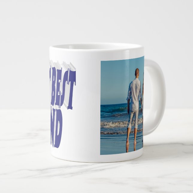 Make-foto med mörk blått text jumbo mugg (Framsida höger)