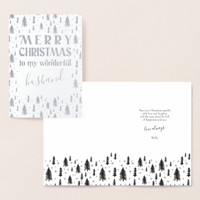 Make God jul Träd Silver Foil Card Folierat Kort (Display)