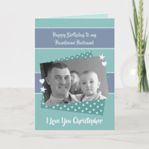 Make grönt & lila Birthday-foto hälsning Kort