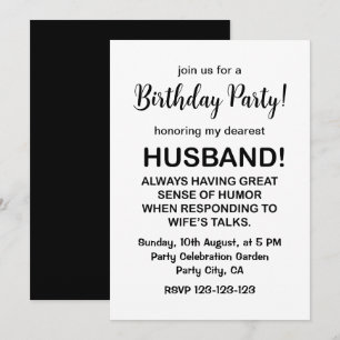 Make Hubby Quote Funny Make Birthday Inbjudningar