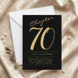 Make Husbands 70-årsfirande Svart Guld Festlig Inb Inbjudningar<br><div class="desc">Gör din makes 70-årsdag extra speciell med denna underbara svarta och guldinbjudan från Zazzle! Våra svarta anpassade festinbjudningar har en vacker scriptfont med feta guldaccenter för en lyxig touch. Anpassa detaljerna för din händelse på baksidan av kortet. Samla din närmaste familj och vänner och fira denna milstolpe i stil!</div>