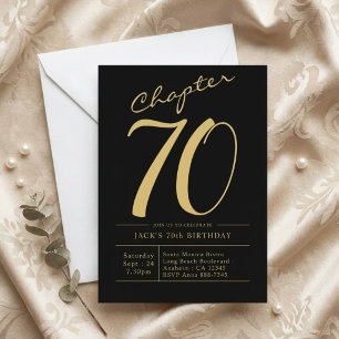 Make Husbands 70-årsfirande Svart Guld Festlig Inb Inbjudningar