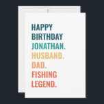 Make Husbands Dag Fiskarlegend Namn Födelsedag Kort<br><div class="desc">🎣 Fånga födelsedagsglädjen! 🏆 Vårt 'Födelsedagskort för make,  pappa och fiskarlegend med eget namn' är det perfekta tillfångatagandet för att uttrycka kärlek och beundran för den extraordinära maken,  pappan och absoluta fiskarlegenden i ditt liv. 🐟👨‍👧‍👦</div>