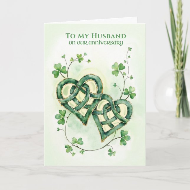 Make Husbon Jubileum Celticska Hjärtan Irländsk Kä Kort (Framsida)
