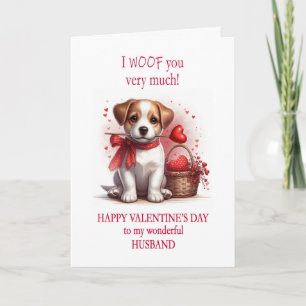Make I Woof You Valentine Day Puppy Hund Helgkort
