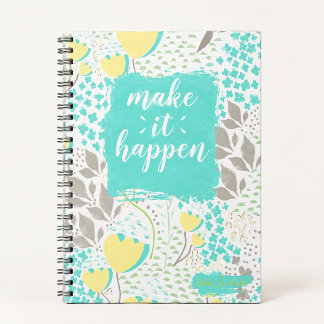 Make It Happen Inspirational Floral Notebook Anteckningsbok
