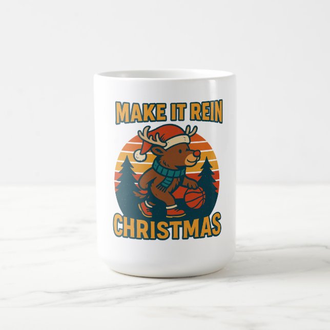 Make it Rein - Retro 80s Reindeer Christmas Design Kaffemugg (Center)
