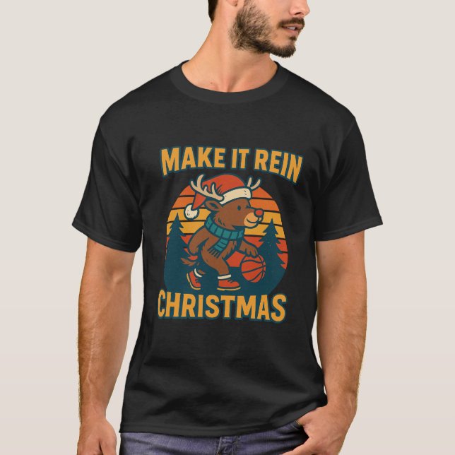 Make it Rein - Retro 80s Reindeer Christmas Design T Shirt (Framsida)