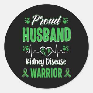 Make Kidney Disease Warrior Awareness Ribbon Gr Runt Klistermärke
