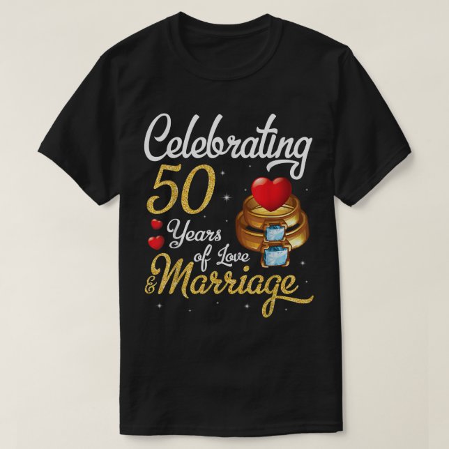 Make & Kvinna firar 50 år av kärlek Äktenskap T Shirt (Design framsida)