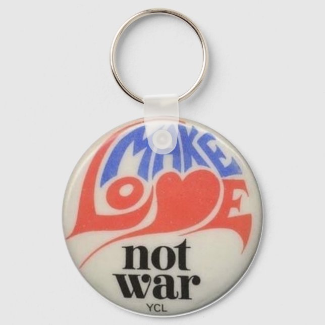 Make Love Not War Retro Peace Symbol Nyckelring (Framsida)