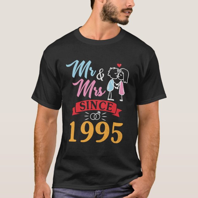 Make Maka Mr. och Mrs. sedan 1995 har Bröllop gift T Shirt (Framsida)